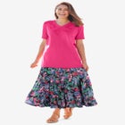 Pull-On Elastic Waist Crinkle Printed Skirt image number null