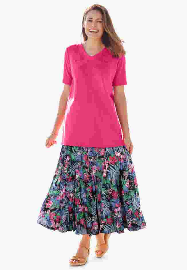 Pull-On Elastic Waist Crinkle Printed Skirt image number 4