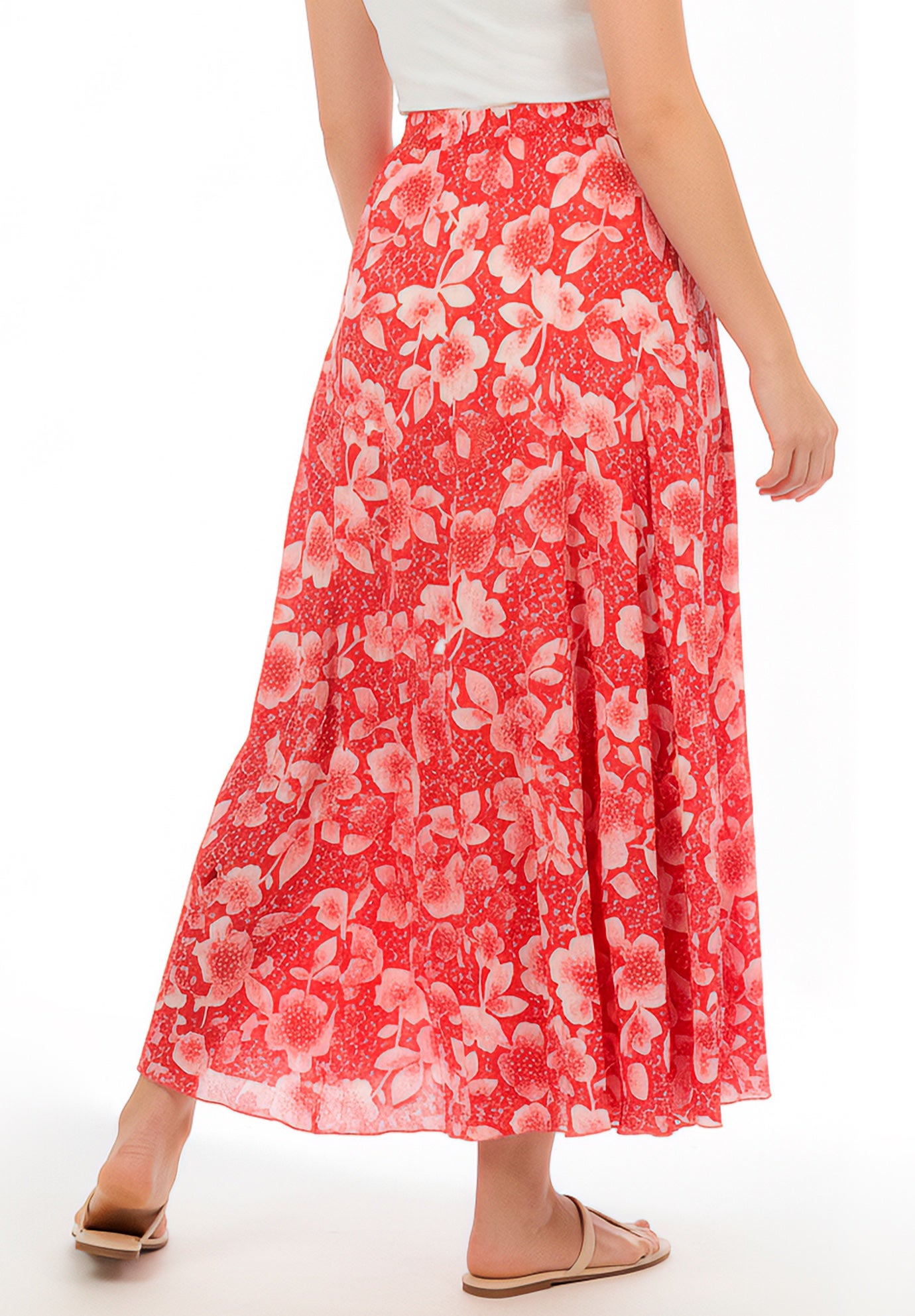 Pull-On Elastic Waist Crinkle Printed Skirt image number 1