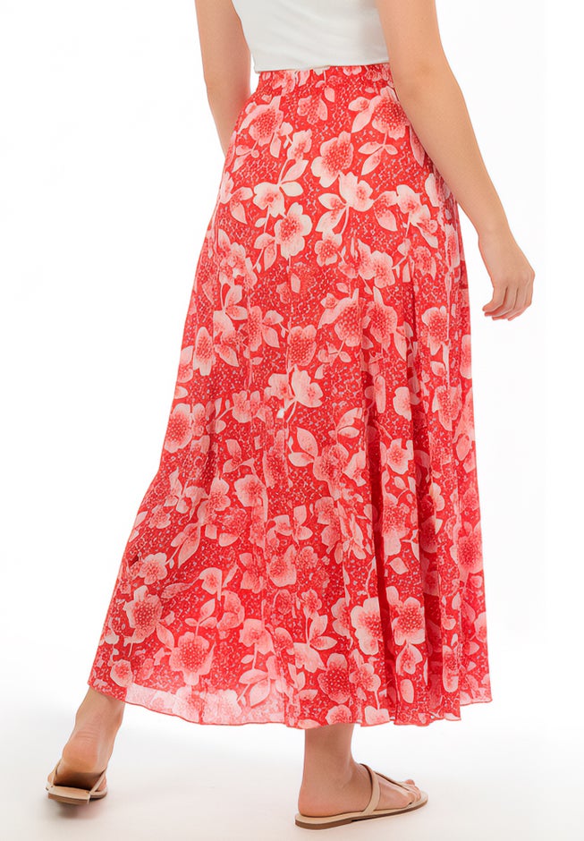 Pull-On Elastic Waist Crinkle Printed Skirt image number 1