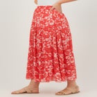 Pull-On Elastic Waist Crinkle Printed Skirt image number null