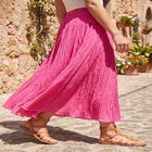 Pull-On Elastic Waist Crinkle Printed Skirt image number null