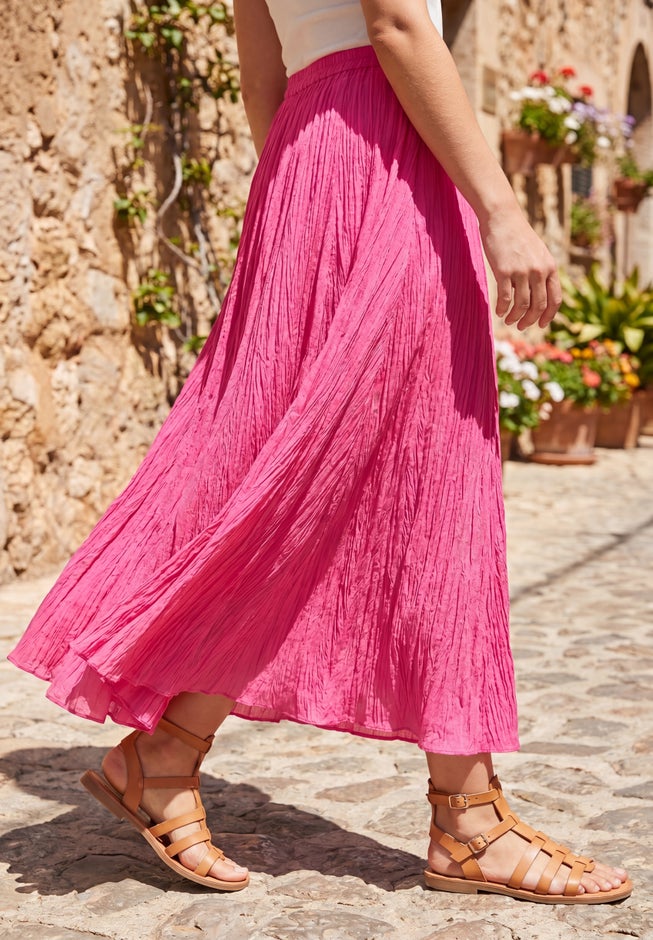 Pull-On Elastic Waist Crinkle Printed Skirt image number 3
