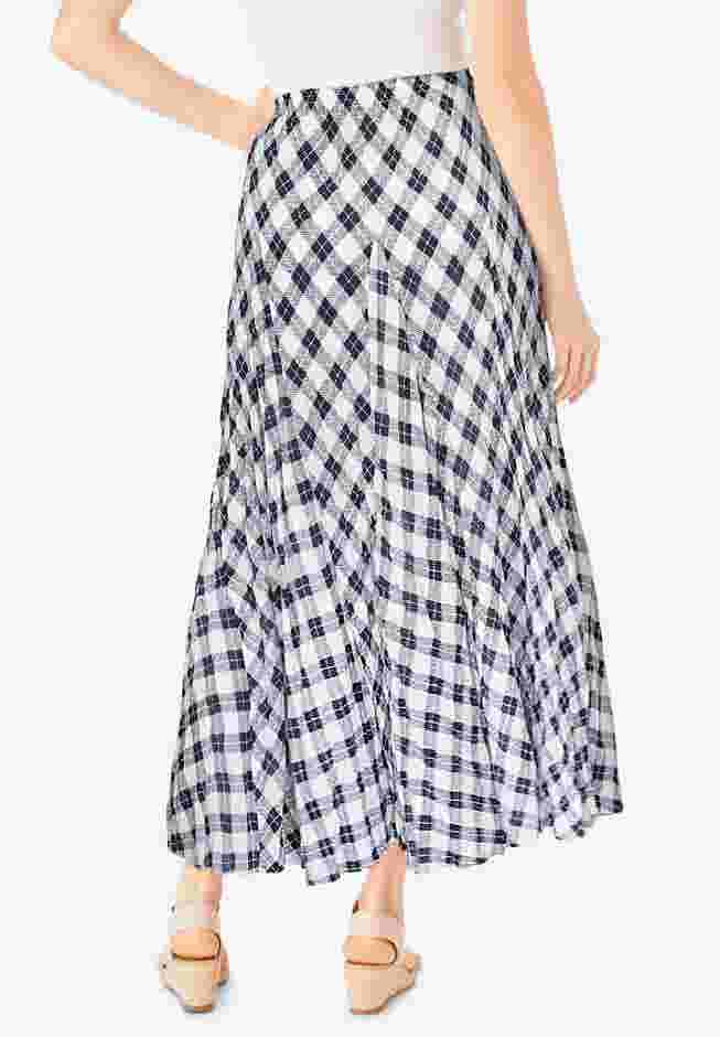 Pull-On Elastic Waist Crinkle Printed Skirt image number 1