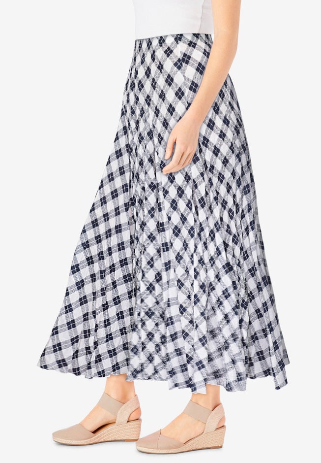 Pull-On Elastic Waist Crinkle Printed Skirt image number 2