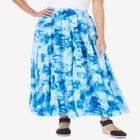 Pull-On Elastic Waist Crinkle Printed Skirt image number null