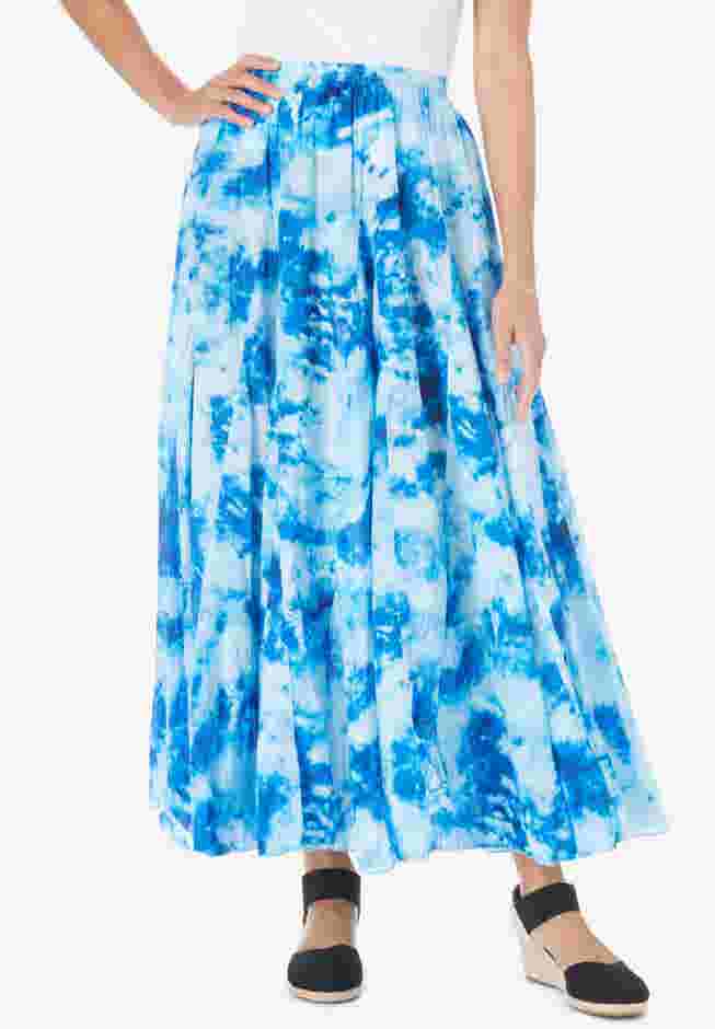 Pull-On Elastic Waist Crinkle Printed Skirt image number 0