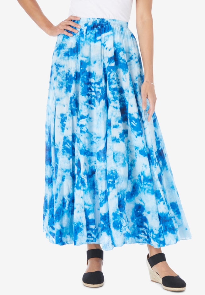 Pull-On Elastic Waist Crinkle Printed Skirt image number 0