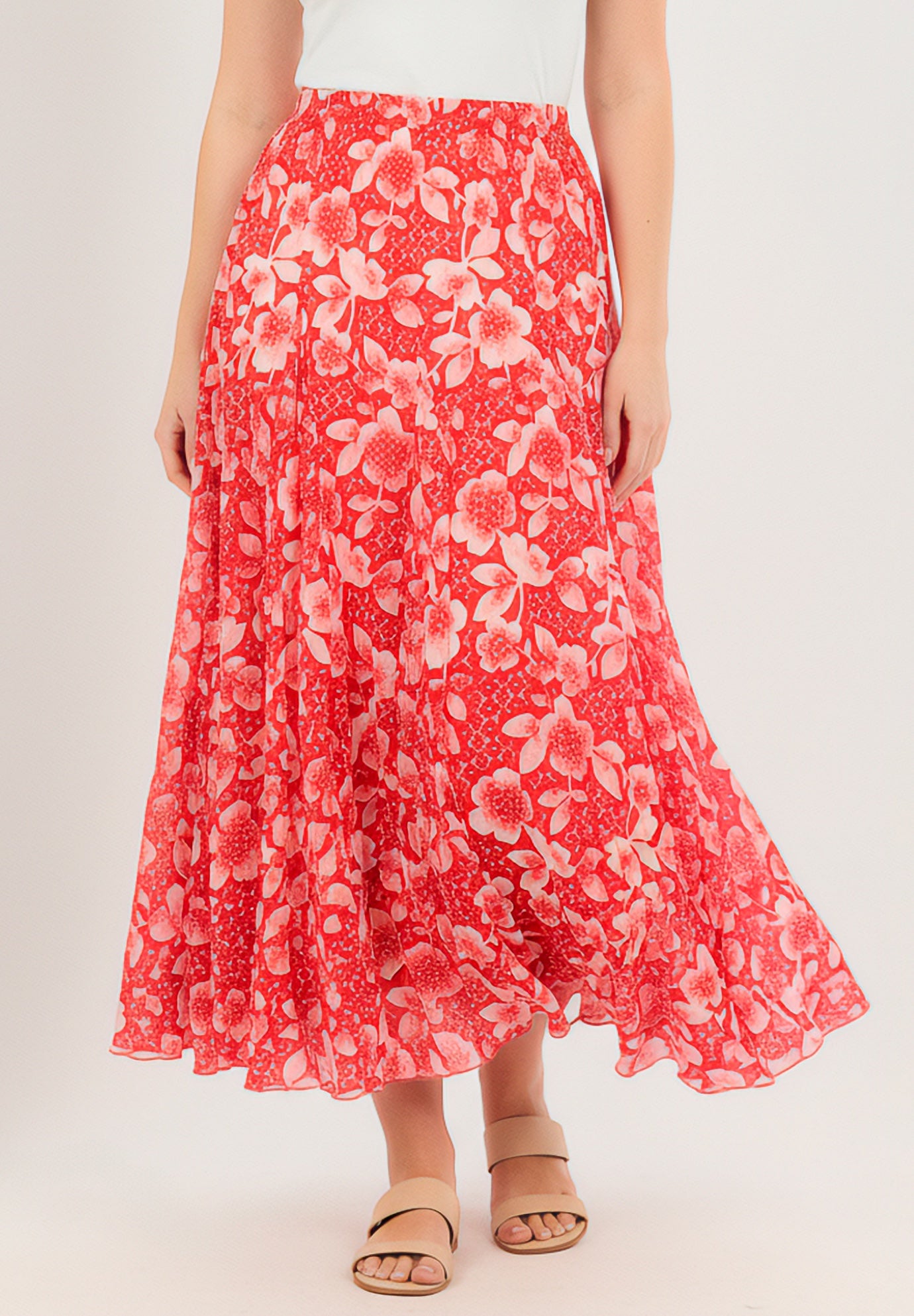 Pull-On Elastic Waist Crinkle Printed Skirt image number 0