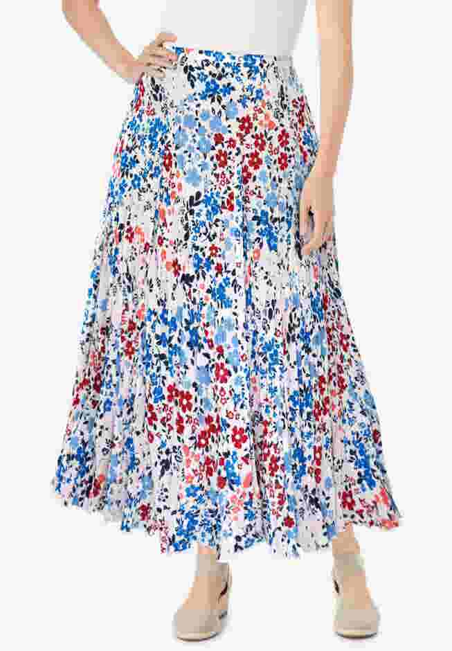 Pull-On Elastic Waist Crinkle Printed Skirt image number 0