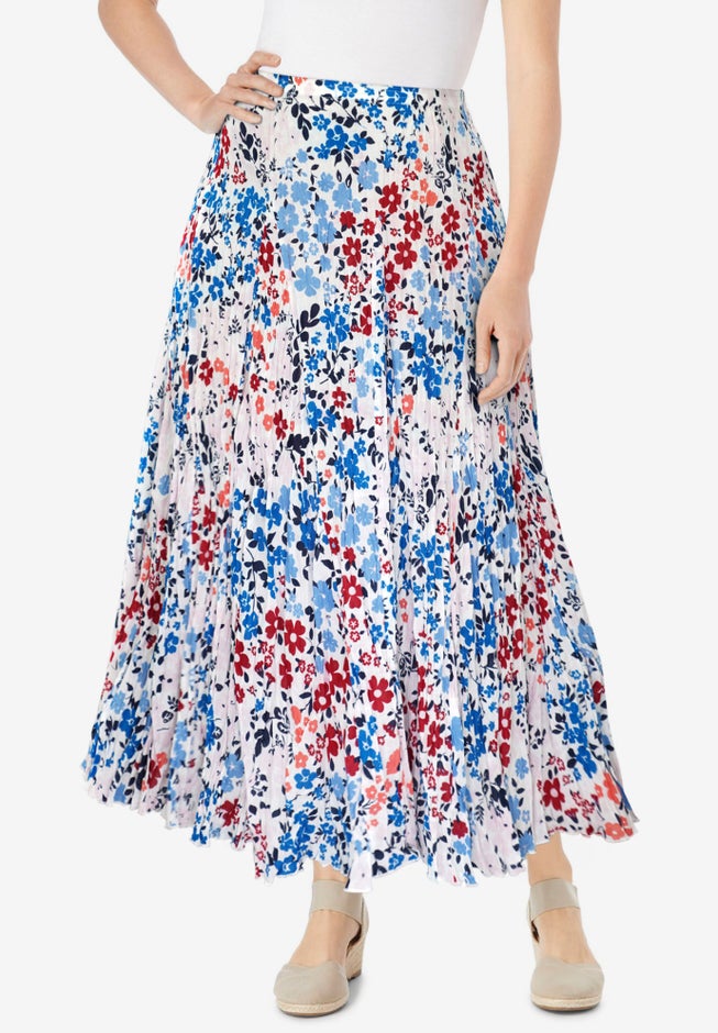 Pull-On Elastic Waist Crinkle Printed Skirt image number 0