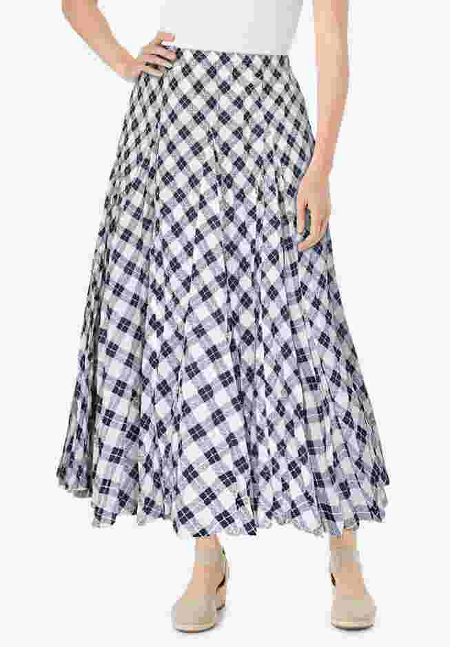 Pull-On Elastic Waist Crinkle Printed Skirt image number 0