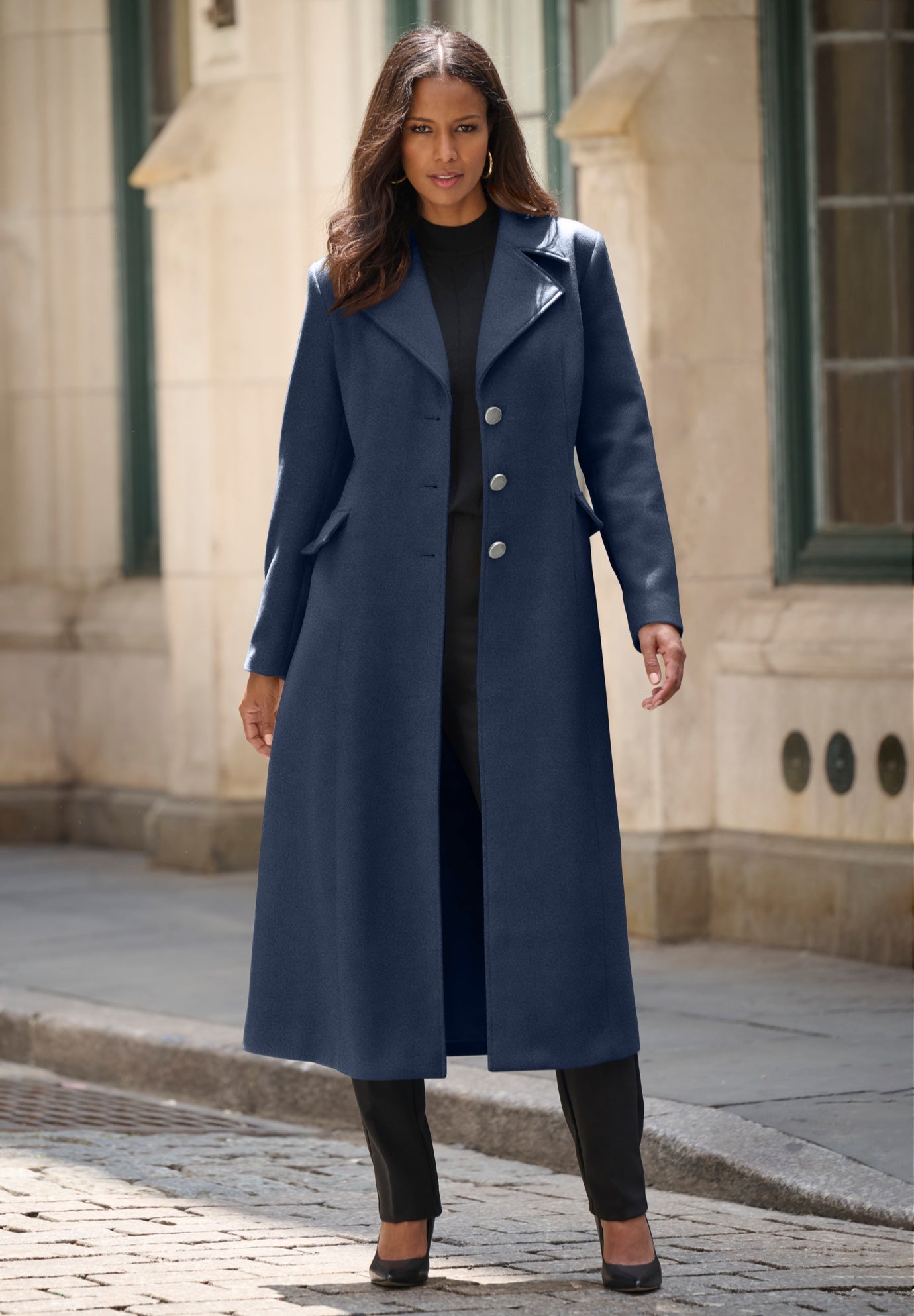 Plus Size Long Tailored Wool Blend Coat image number 0
