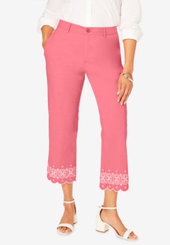Stretch Poplin Classic Cropped Straight Leg Pant