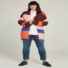 Multi-Stripe Open-Front Cardigan image number null