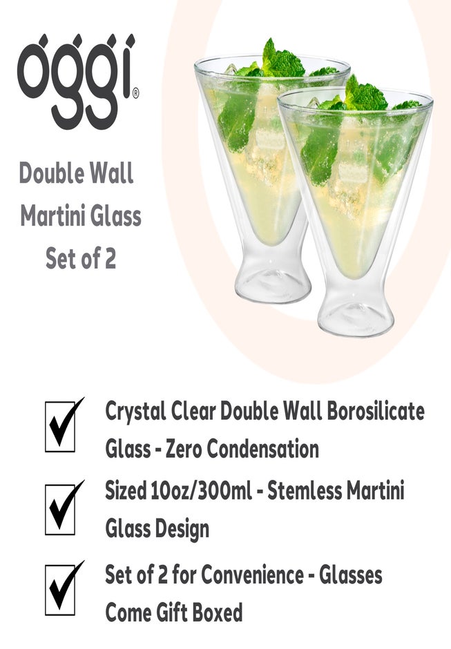 10 oz. Double Wall Martini Glasses, Set of 2 image number 1