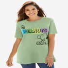 Peanuts Short Sleeve Crew Tee Sage Snoopy Woodstock image number null