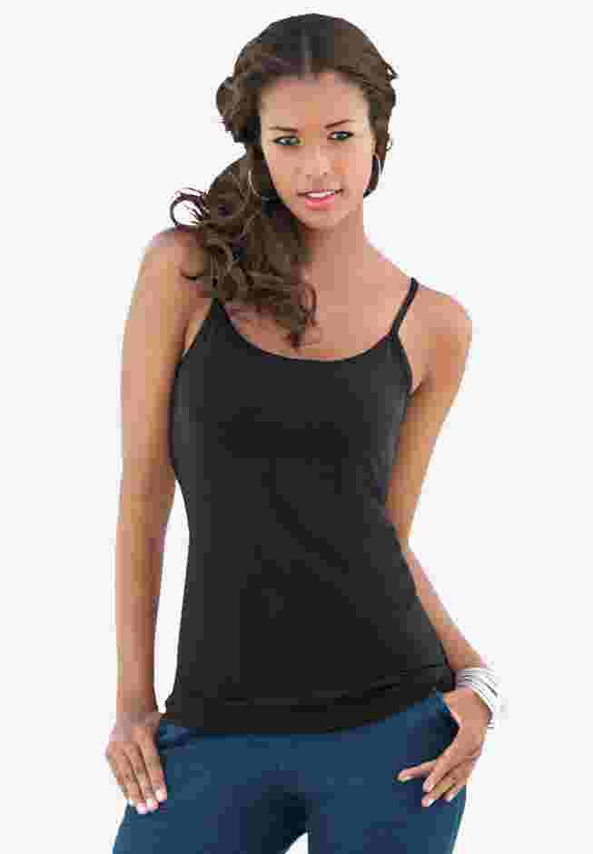 Plus Size Cami with Built-In Bra and Adjustable Straps image number 0