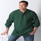 Waffle-Knit Thermal Henley Tee image number null