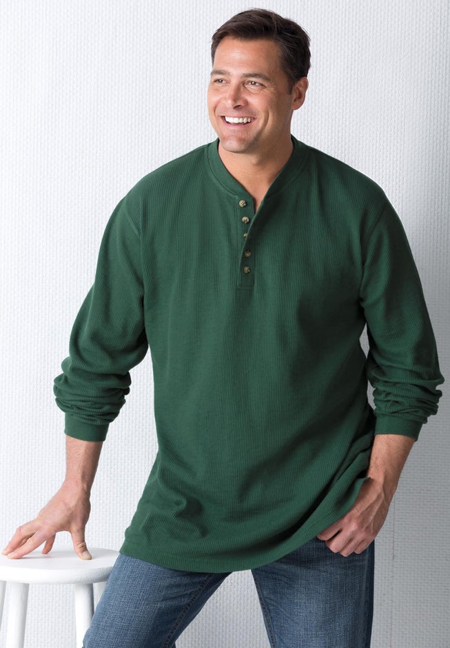 Waffle-Knit Thermal Henley Tee image number 2