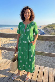 women within dresses Plus Size Women's Button-Front Elbow-Sleeve Knit Dress by Woman in Deep Teal Graphic Bloom (Size 5X) sleeve Crinkle Dress by Woman Within in Black Bloom Flower (Size 5X) Button-Front Elbow-Sleeve Knit Dress