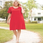 Perfect Short-Sleeve Crewneck Tee Dress image number null