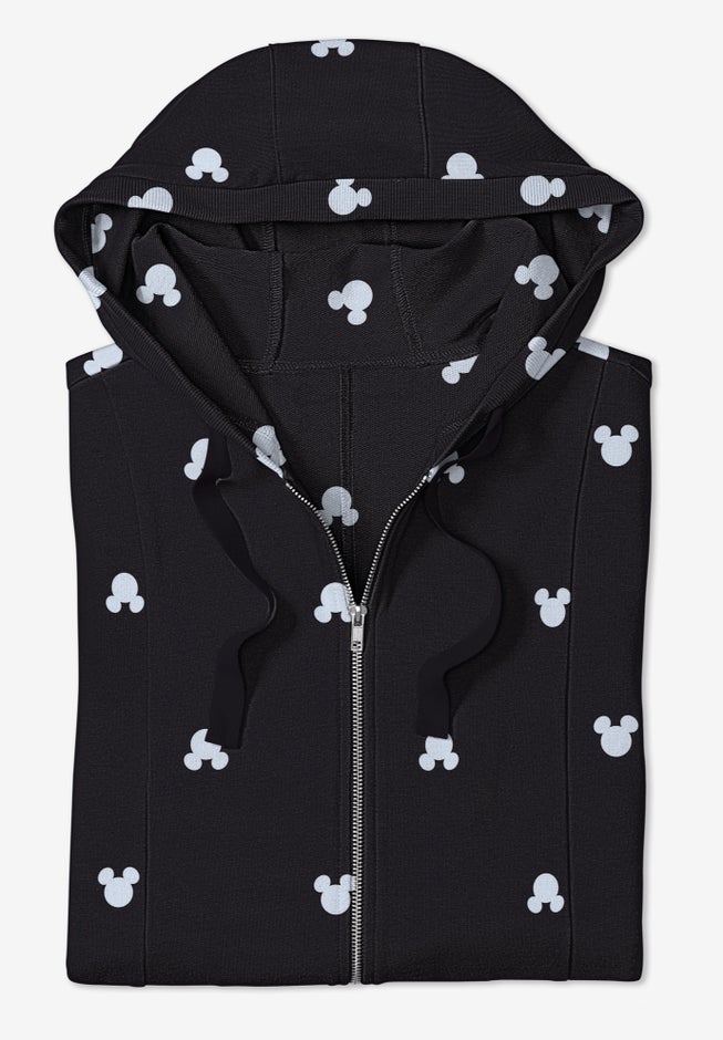 Disney Zip Up Fleece Hoodie Black Mickey Ears image number 1