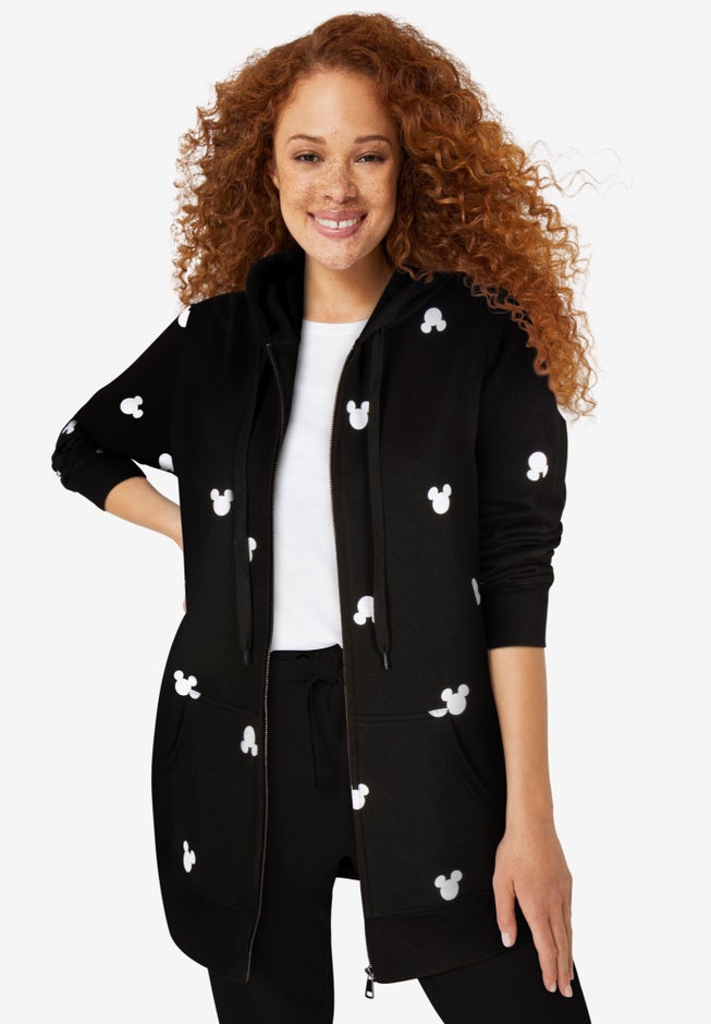 Disney Zip Up Fleece Hoodie Black Mickey Ears image number 0