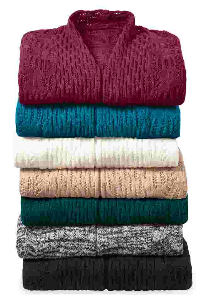 Open Front Pointelle Cardigan image number 6