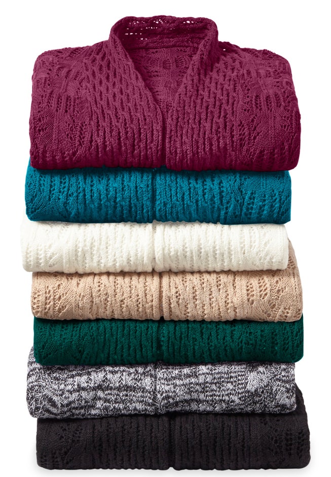 Open Front Pointelle Cardigan image number 6