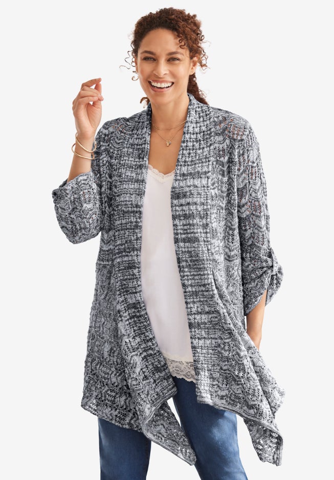 Open Front Pointelle Cardigan image number 3
