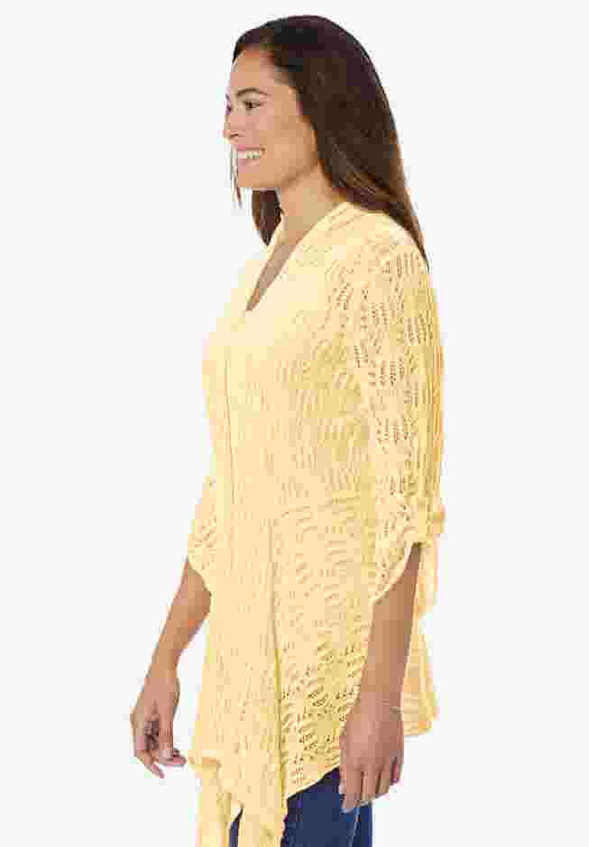 Open Front Pointelle Cardigan image number 2