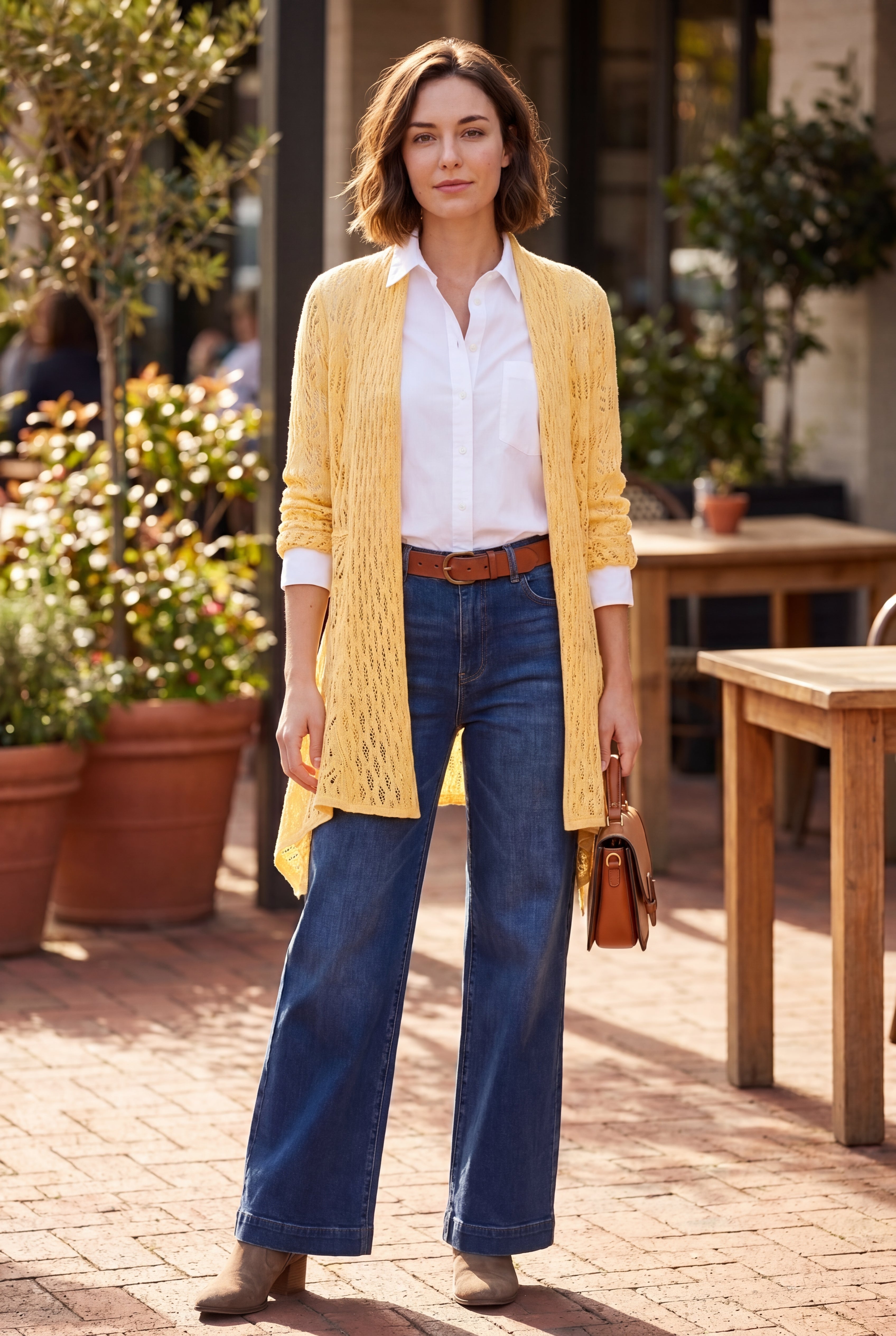 Open Front Pointelle Cardigan Sweater image number 0