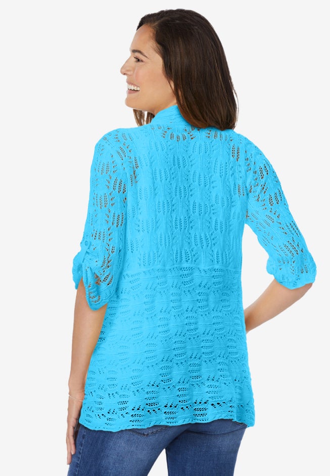 Open Front Pointelle Cardigan image number 1