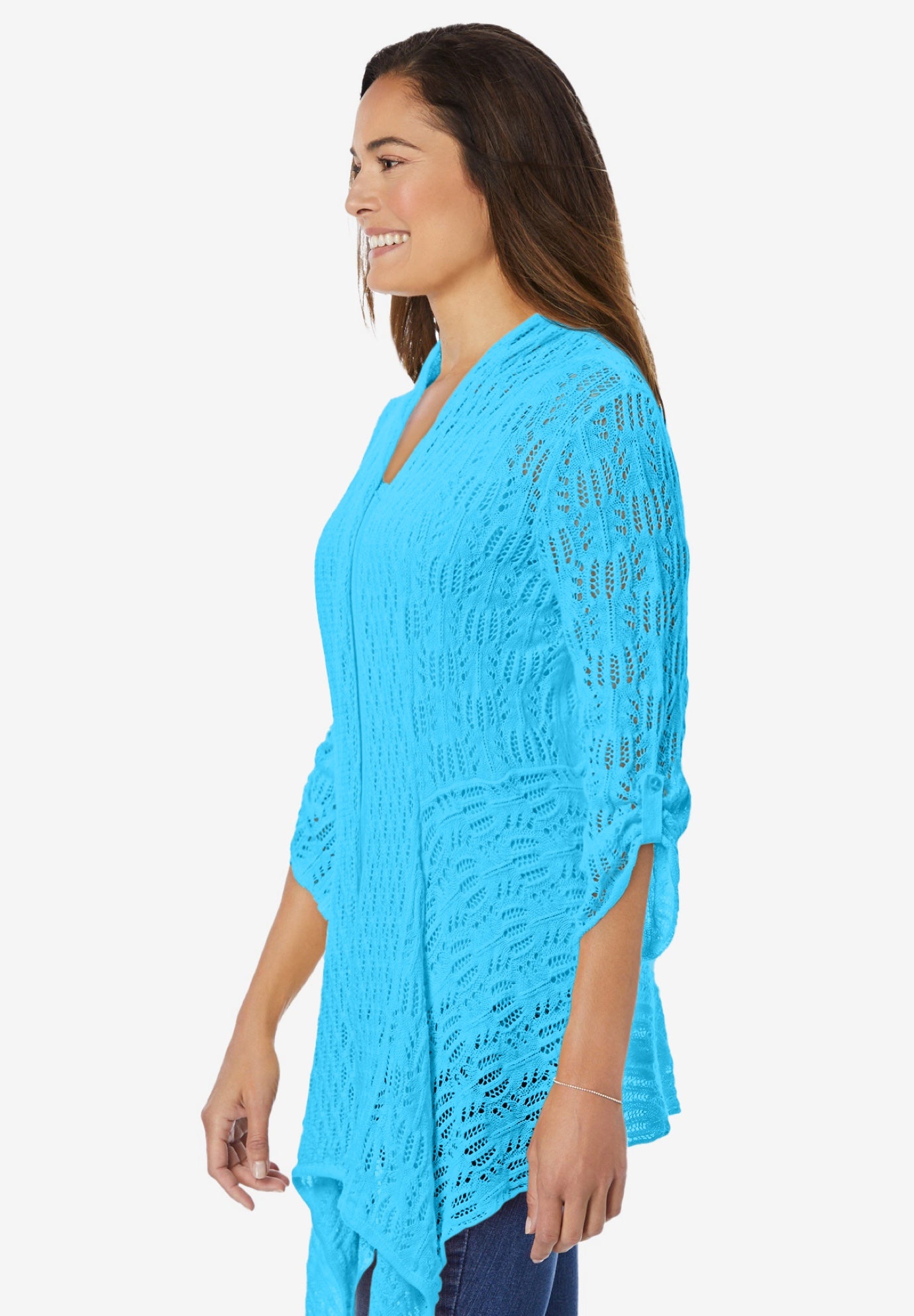 Open Front Pointelle Cardigan image number 2