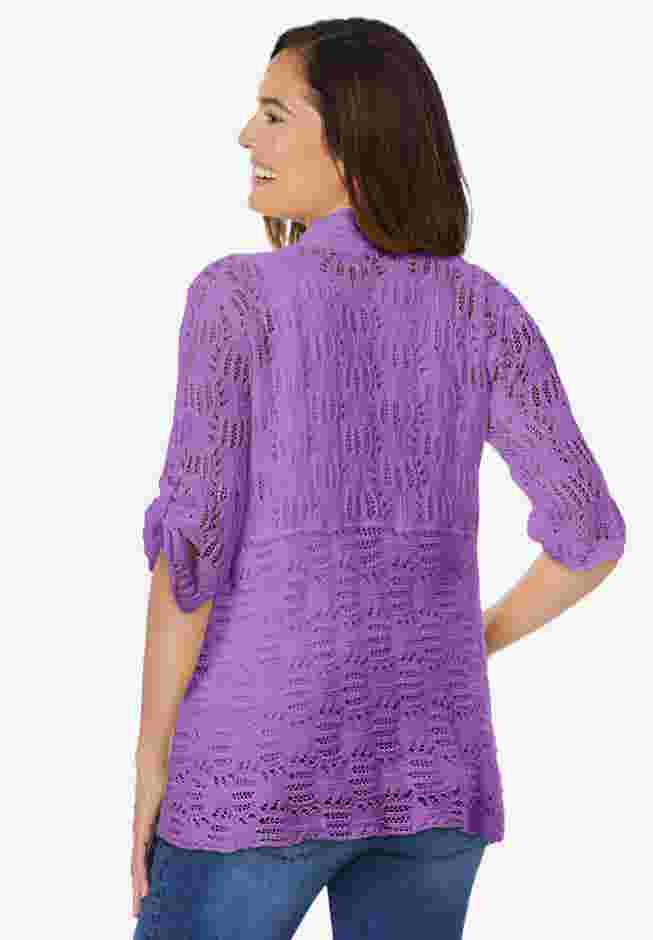 Open Front Pointelle Cardigan image number 1