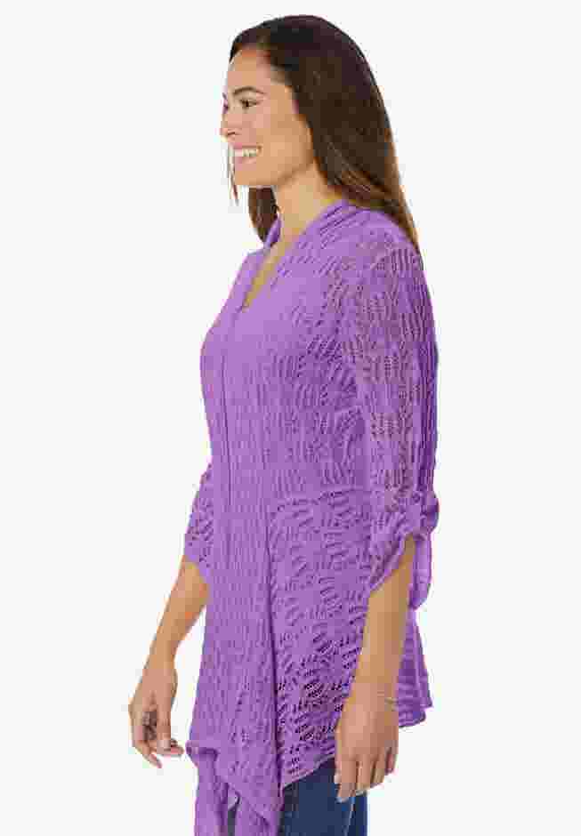 Open Front Pointelle Cardigan image number 2