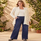 Open Front Pointelle Cardigan Sweater image number null