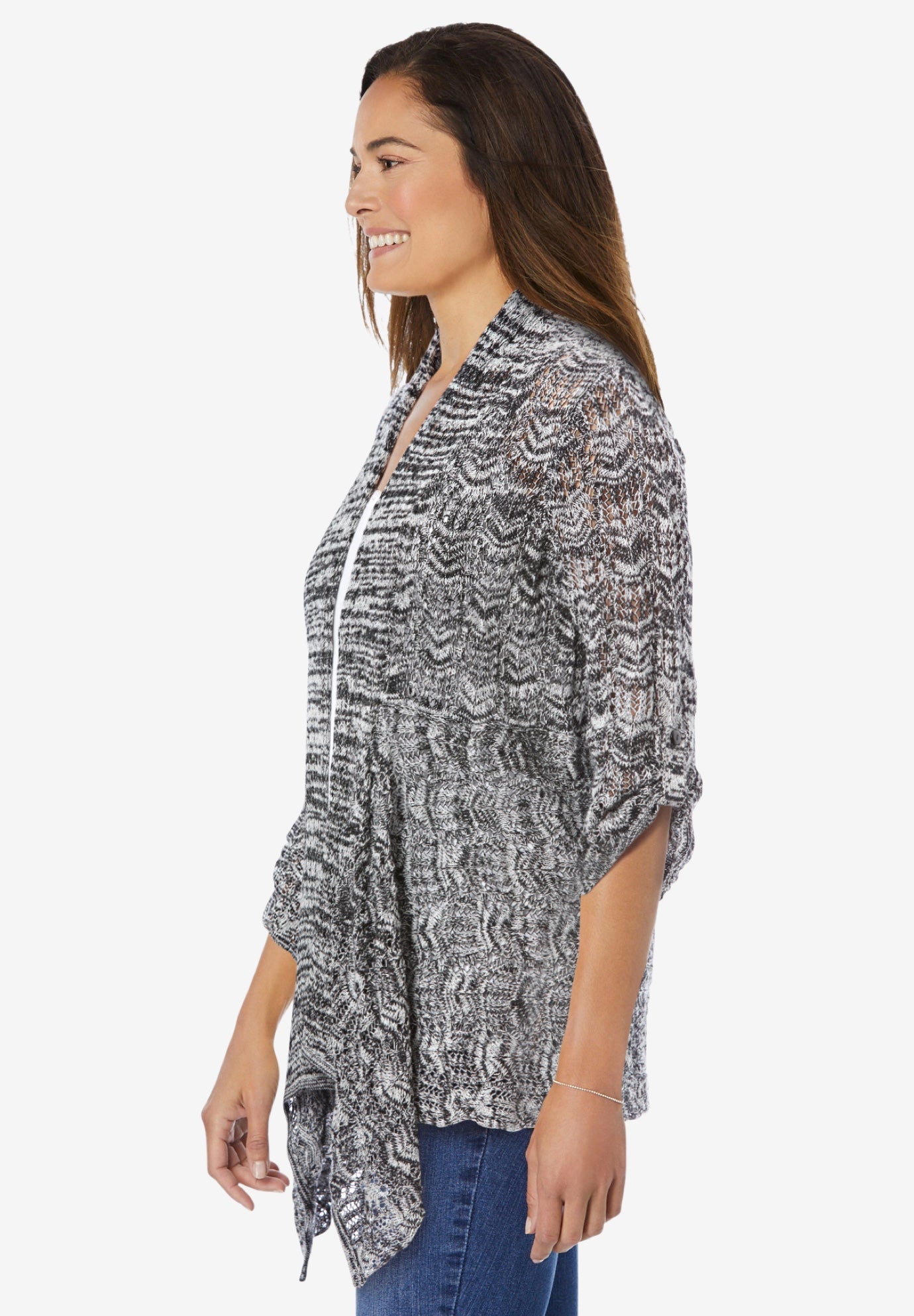 Open Front Pointelle Cardigan image number 1