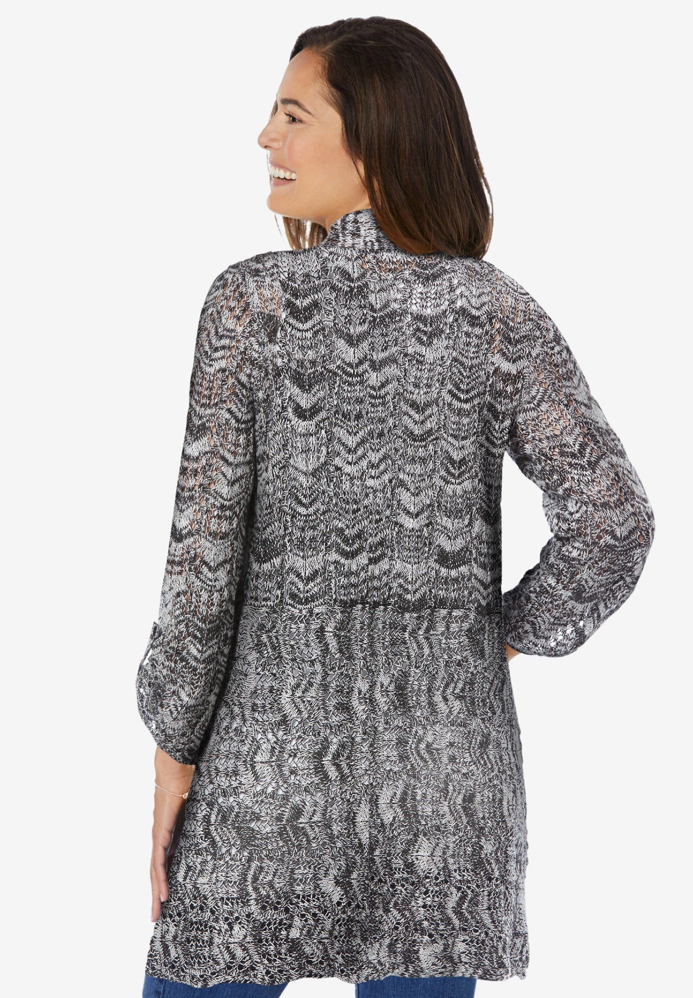 Open Front Pointelle Cardigan image number 2