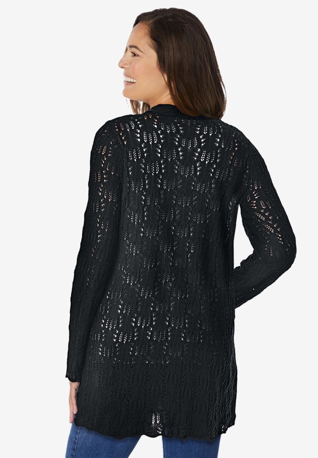 Open Front Pointelle Cardigan image number 1