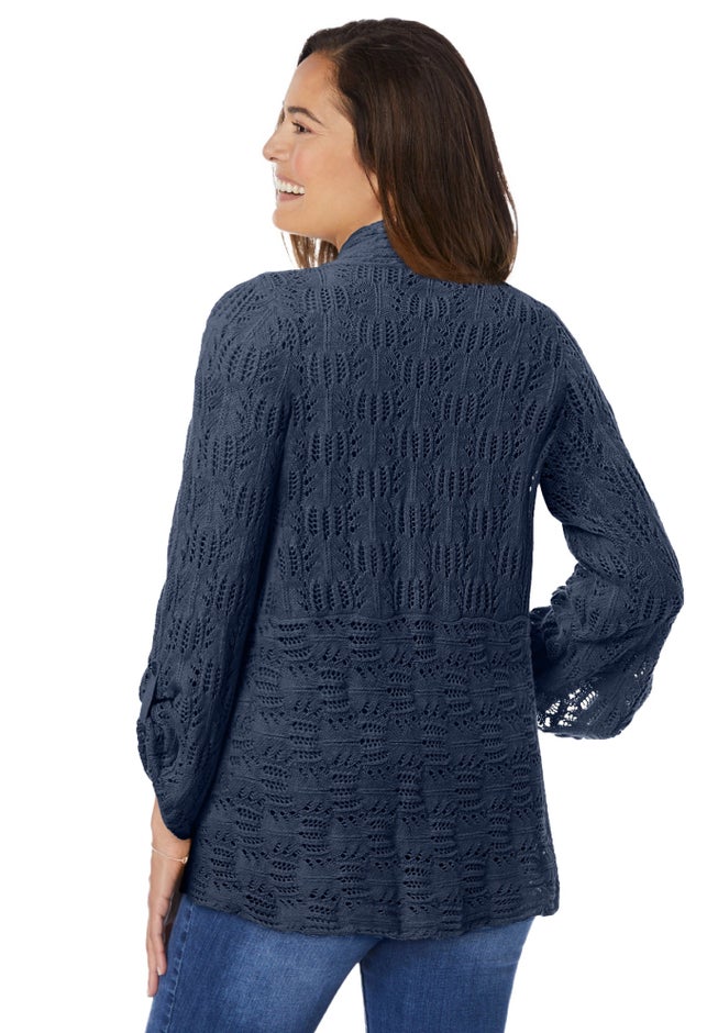 Open Front Pointelle Cardigan image number 1