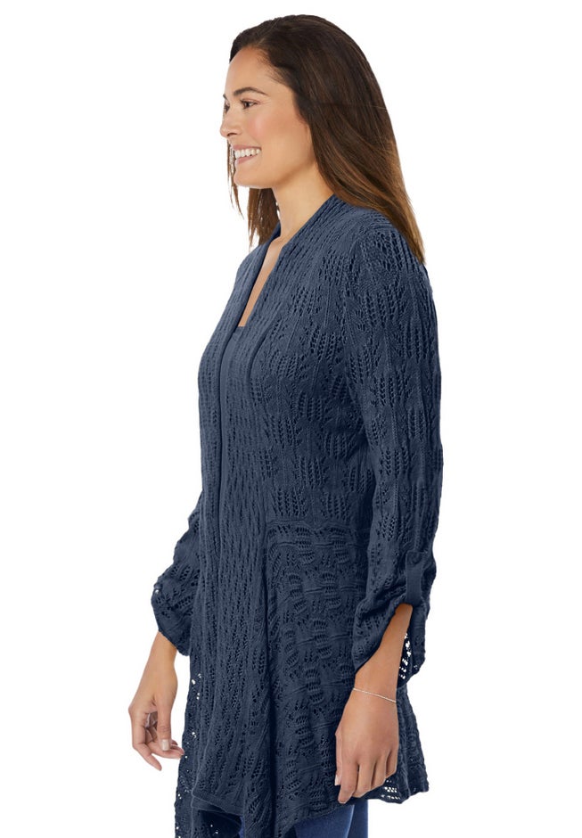 Open Front Pointelle Cardigan image number 2
