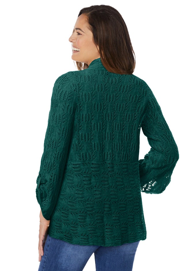 Open Front Pointelle Cardigan image number 1