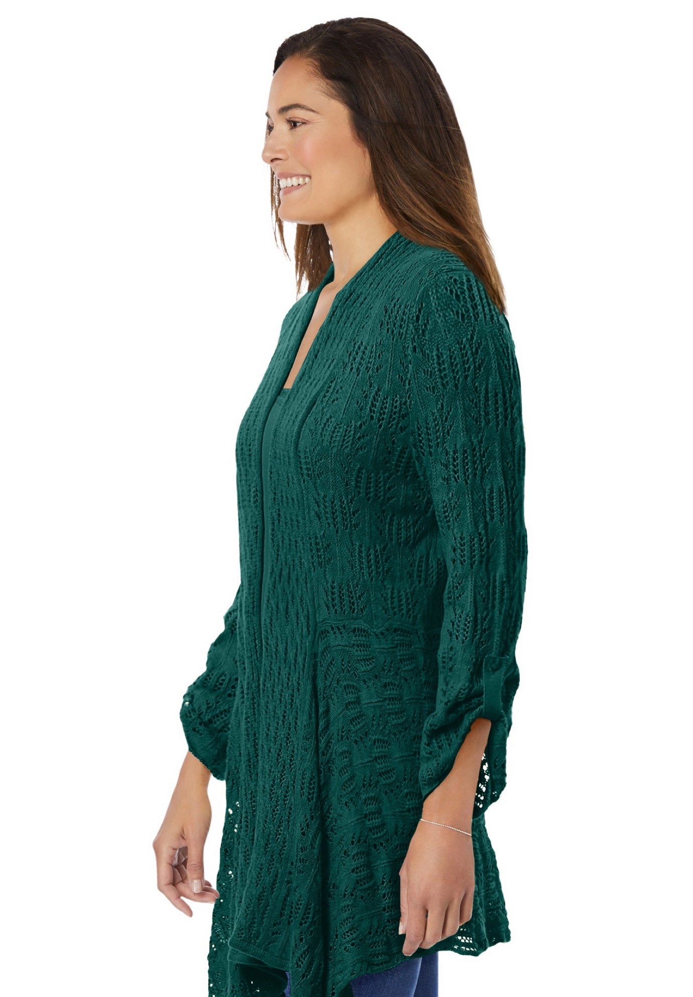 Open Front Pointelle Cardigan image number 2