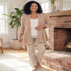 Open Front Pointelle Cardigan Sweater image number null