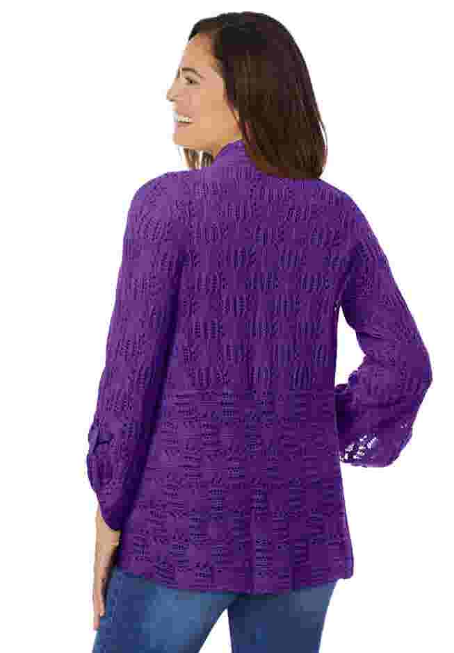 Open Front Pointelle Cardigan image number 1