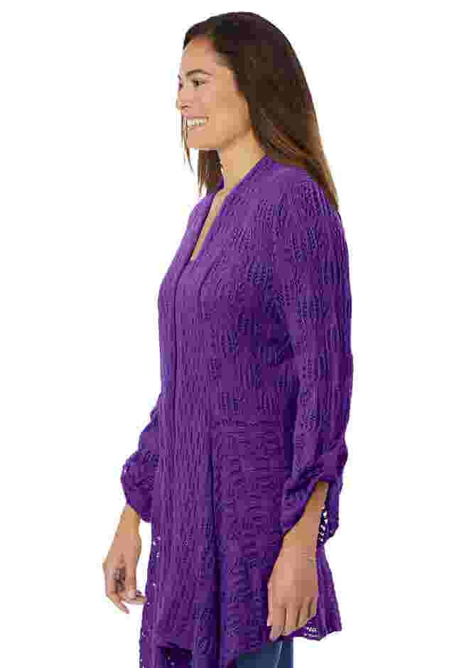 Open Front Pointelle Cardigan image number 2