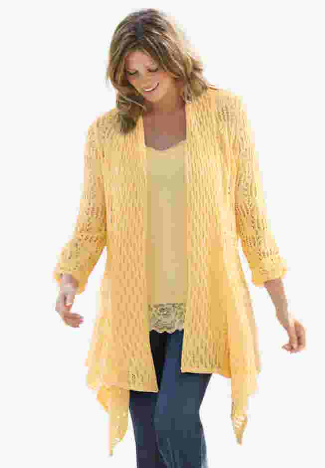 Open Front Pointelle Cardigan image number 0