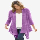 Open Front Pointelle Cardigan Sweater image number null